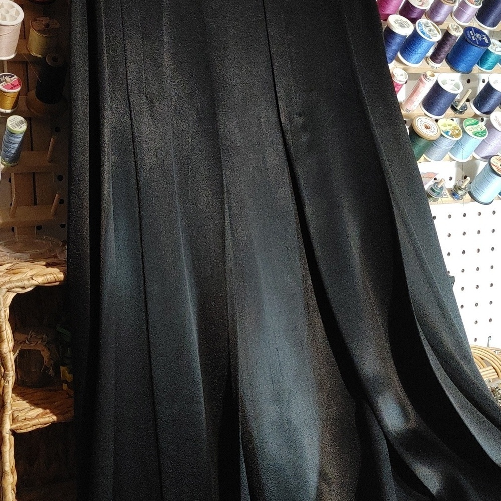 VTG Something! Oscar De la Renta Black Satin Maxi Skirt XXS-XS - Picture 5 of 17